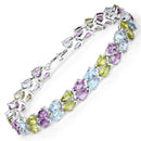 23.46 Carat Genuine Multi Stones .925 Sterling Silver Bracelet