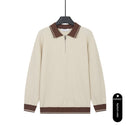 Mens Solid-Color Casual Top With Lapel And Half-Zip