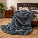 740GSM Soft Plush Fuzzy Luxury Faux Wolf Fur Blanket for Sofa-Gray