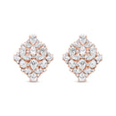 18K Rose Gold 8 1/3 Cttw Pear and Round Diamond Floral Cluster Omega Earrings (F-G Color, VS1-VS2 Clarity)