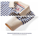 Men's Cotton Striped Long-sleeved Lapel T-shirt