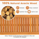 Set of 2 Acacia wood outdoor bench with slatted seat for garden