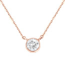 .925 Sterling Silver 1/2 Cttw Diamond Bezel 18" Pendant Necklace (I-J Color, I2-I3 Clarity)