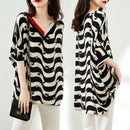 Striped Half Sleeve New Chiffon Shirt Women