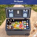 74 Quart Rolling Cooler with Wheels and Fish Ruler