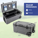 74 Quart Rolling Cooler with Wheels and Fish Ruler