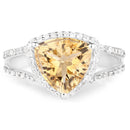 3.06 Carat Genuine Citrine and White Topaz .925 Sterling Silver Ring