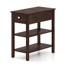 3-Tier Narrow End Table with Drawer and Storage Shelves