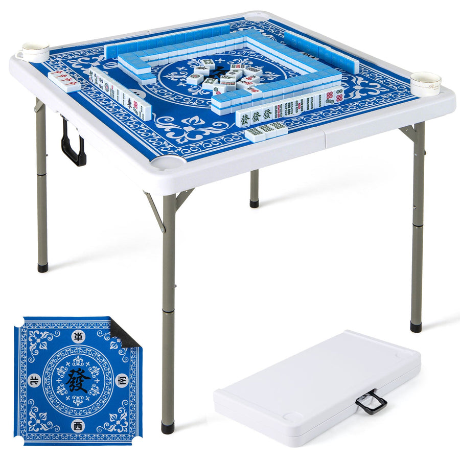 35 Inch 4 Player Game Card Folding Mahjong Table with Cup Holders