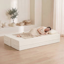 75.5 inch Folding Sofa Bed 2-in-1 Convertible Teddy Fleece Floor Loveseat with 2 Comfortable Pillows