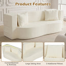 75.5 inch Folding Sofa Bed 2-in-1 Convertible Teddy Fleece Floor Loveseat with 2 Comfortable Pillows