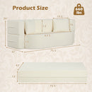 75.5 inch Folding Sofa Bed 2-in-1 Convertible Teddy Fleece Floor Loveseat with 2 Comfortable Pillows