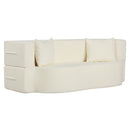 75.5 inch Folding Sofa Bed 2-in-1 Convertible Teddy Fleece Floor Loveseat with 2 Comfortable Pillows