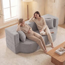 75.5 inch Folding Sofa Bed 2-in-1 Convertible Teddy Fleece Floor Loveseat with 2 Comfortable Pillows