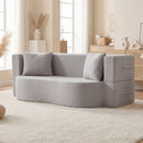 75.5 inch Folding Sofa Bed 2-in-1 Convertible Teddy Fleece Floor Loveseat with 2 Comfortable Pillows