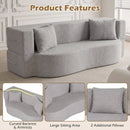 75.5 inch Folding Sofa Bed 2-in-1 Convertible Teddy Fleece Floor Loveseat with 2 Comfortable Pillows