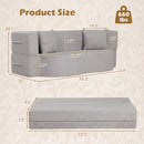 75.5 inch Folding Sofa Bed 2-in-1 Convertible Teddy Fleece Floor Loveseat with 2 Comfortable Pillows