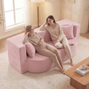 75.5 inch Folding Sofa Bed 2-in-1 Convertible Teddy Fleece Floor Loveseat with 2 Comfortable Pillows
