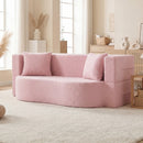 75.5 inch Folding Sofa Bed 2-in-1 Convertible Teddy Fleece Floor Loveseat with 2 Comfortable Pillows