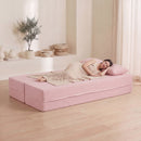75.5 inch Folding Sofa Bed 2-in-1 Convertible Teddy Fleece Floor Loveseat with 2 Comfortable Pillows