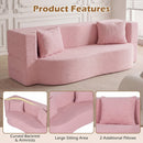 75.5 inch Folding Sofa Bed 2-in-1 Convertible Teddy Fleece Floor Loveseat with 2 Comfortable Pillows