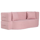 75.5 inch Folding Sofa Bed 2-in-1 Convertible Teddy Fleece Floor Loveseat with 2 Comfortable Pillows