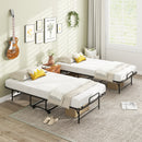 75 x 38 Inch Folding Bed with Mattress Twin Size Rolling Guest Bed