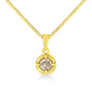 14K Yellow Gold Plated .925 Sterling Silver 1/2 Cttw Brilliant Round Cut Diamond Solitaire Milgrain 18" Pendant Necklace (K-L Color, I2-I3 Clarity)