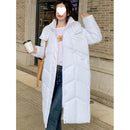 Womens Knee-length Hooded Relaxed-fit Cotton Coat
