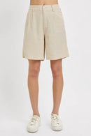 RISEN High Rise Pleated Front Shorts