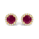 10K White Gold Purple Amethyst and 1/6 Cttw Diamond Halo Stud Earring