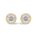 10K White Gold Purple Amethyst and 1/6 Cttw Diamond Halo Stud Earring