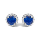 10K White Gold Purple Amethyst and 1/6 Cttw Diamond Halo Stud Earring