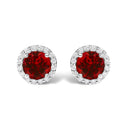 10K White Gold Purple Amethyst and 1/6 Cttw Diamond Halo Stud Earring