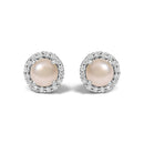 10K White Gold Purple Amethyst and 1/6 Cttw Diamond Halo Stud Earring
