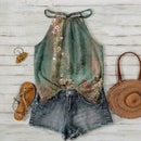 Womens Casual Resort-style Halter-neck Sleeveless Tank Top