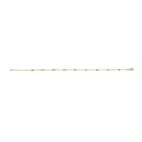 14K Yellow Gold Alternating Red Ruby and White Diamond Bezel Station Chain Bracelet (I-J Color, SI2-I1 Clarity) - 8" Inches