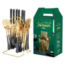 Gold Stainless Steel Cutlery Set With Rack