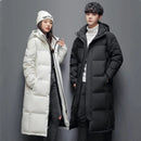 Mens Long Winter White Duck Down Hooded Coat That Goes Below The Knee