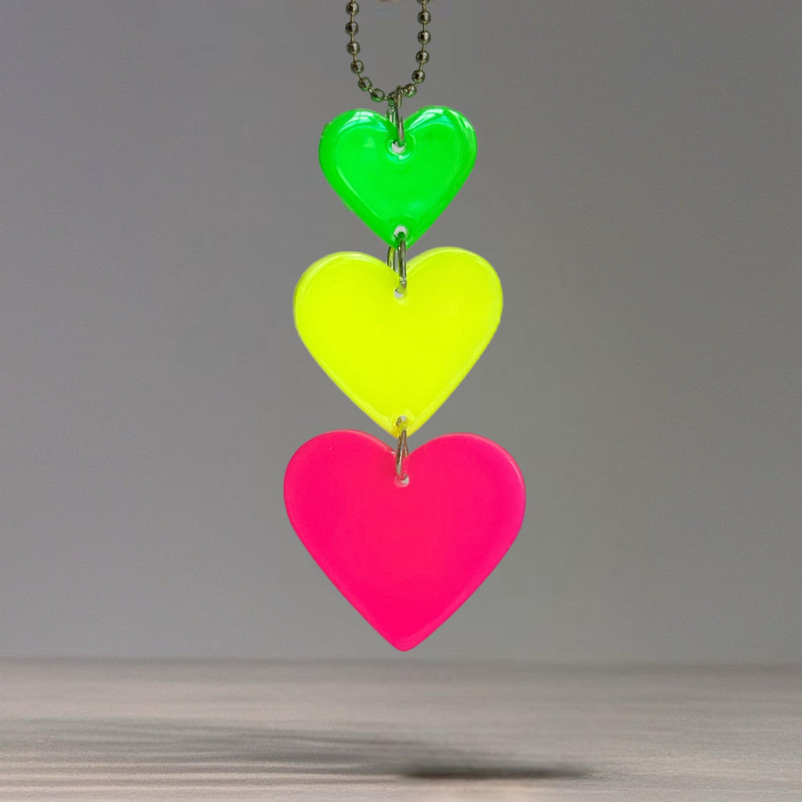 Shiny Neon Hearts Charm - Tumbler Handle Charm