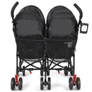 Foldable Twin Baby Double Stroller Ultralight Umbrella Kids Stroller-Black