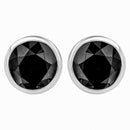 14K White Gold 1/2 Cttw Round Brilliant-Cut Black Diamond Bezel-Set Stud Earrings with Screw Backs (Fancy Color-Enhanced, I2-I3 Clarity)