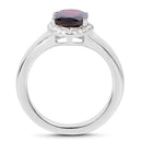 2.63 Carat Genuine  Garnet and White Topaz .925 Sterling Silver Ring