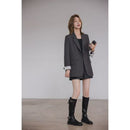 Gray Korean-style Loose Casual Blazer For Women