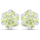 8.04 Carat Genuine Peridot and White Topaz .925 Sterling Silver 3 Piece Jewelry Set (Ring, Earrings, and Pendant w/ Chain)