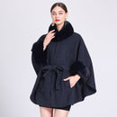 Fur Collar Tie Knitted Cape Women's Wool Plus Size Women's Clothing