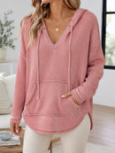 Pocket Knitted Sweater Loose-fitting Hooded Hoodie With Drawstrings
