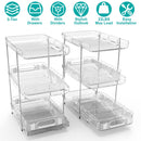2 Packs 3 Tier Clear Bathroom Organizer with Drawers Dividers Pull-Out Pantry Organization Medicine Bins Slide-Out Storage Container Beauty Cabinet
