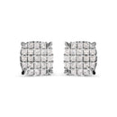 10K White Gold 3/4 Cttw Princess Diamond Composite Cushion Shape Stud Earrings (I-J Color, I1-I2 Clarity)