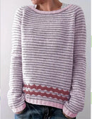 Women's Round Neck Loose Multicolor Pullover Sweater